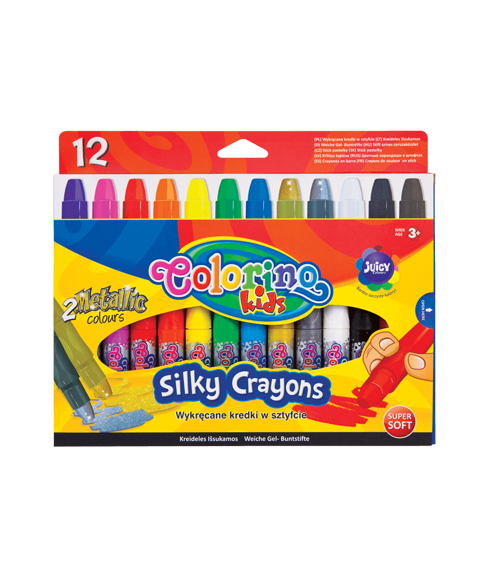 kredki żelowe wykręcane w sztyfcie 12 kolorów Colorino kids