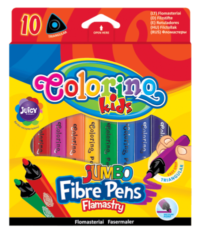 flamastry trójkątne 10 kolorów JUMBO colorino kids dla dzieci