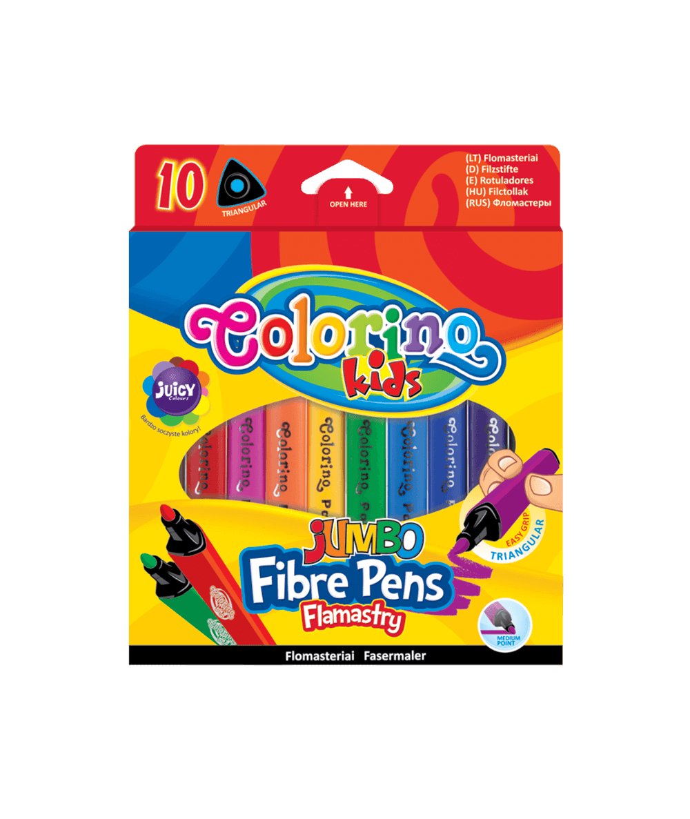 flamastry trójkątne 10 kolorów JUMBO colorino kids dla dzieci