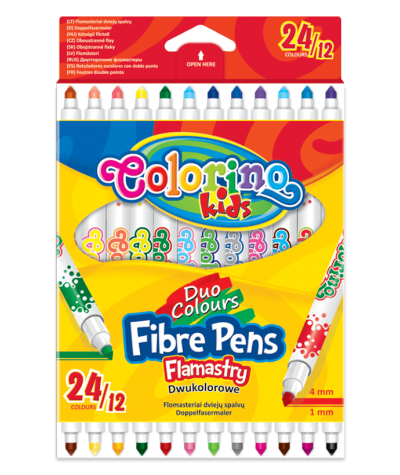 dwukolorowe flamastry 24 kolory 12 pisaków Colorino kids