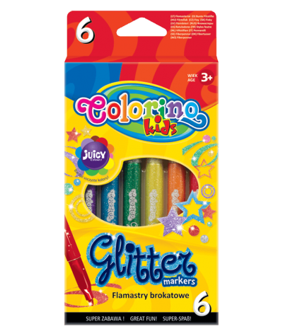 flamastry z brokatem 6 kolorów colorino kids dla dziewczynki