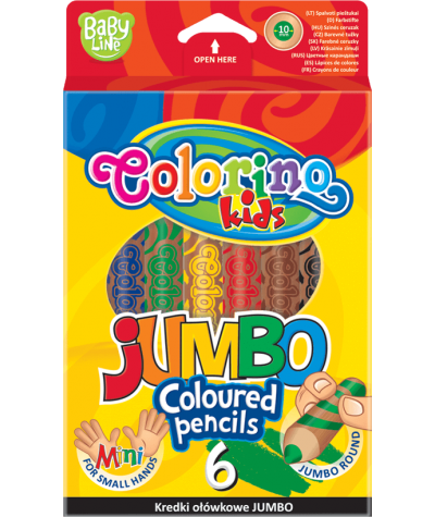 kredki okrągłe JUMBO ołówkowe dla małych dzieci 6 kolorów colorino