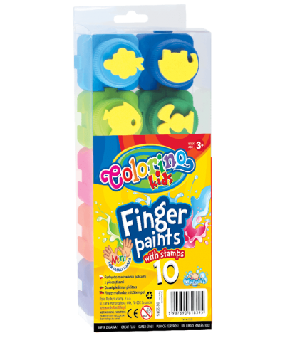 farby 10 kolorów dla dzieci do malowania palcami stempelki colorino