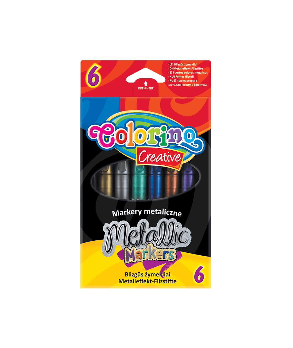 markery metaliczne 6 kolorów do czarnego papieru colorino creative
