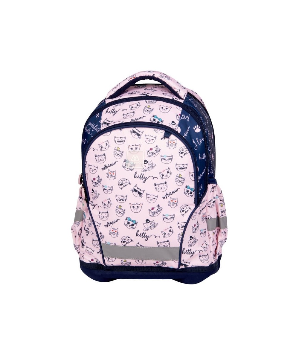 Plecak szkolny ergonomiczny MyBaq APUS KITTY różowy z kotami dla dziecka