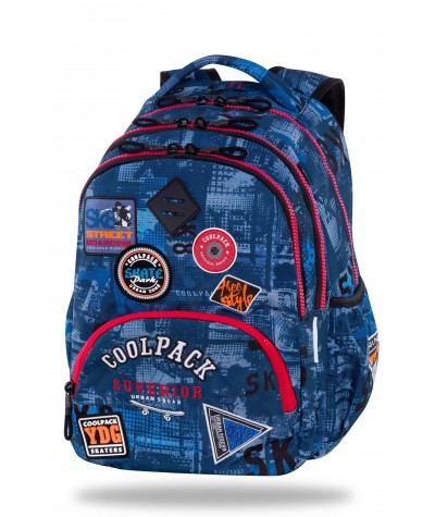 Plecak szkolny niebieski z naszywkami chłopięcy CoolPack BENTLEY SKATE
