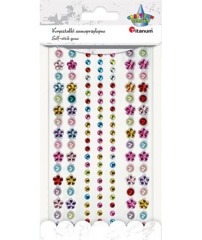 Naklejki kryształki samoprzylepne kwiatuszki kropki kolorowe Titanum