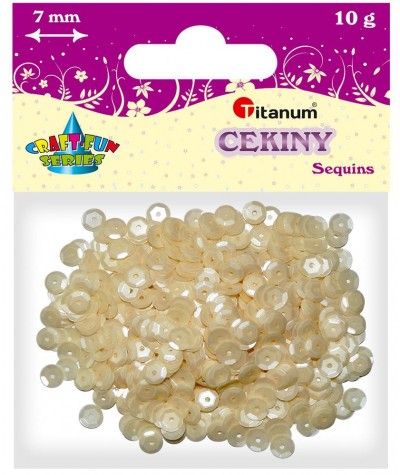 Cekiny perłowe matowe BIAŁE 10g o średnicy 7mm Titanum