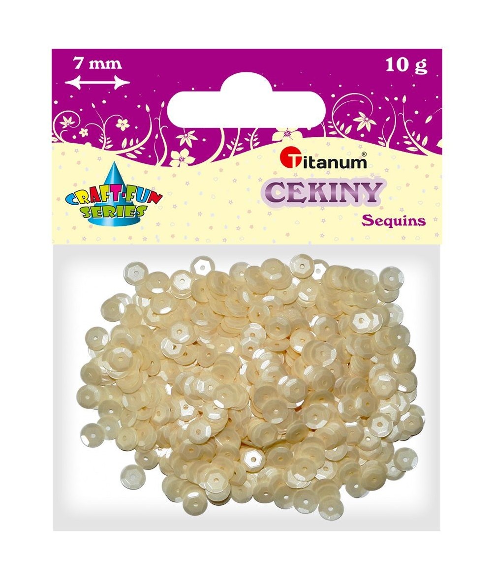 Cekiny perłowe matowe BIAŁE 10g o średnicy 7mm Titanum