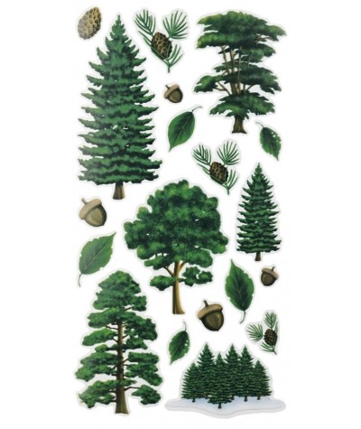 Zielone naklejki leśne TITANUM iglaki majestatyczne drzewa 19szt