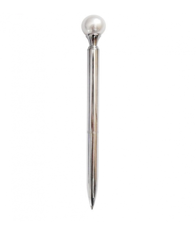 Długopis srebrny metalowy z PERŁĄ INCOOD prestiżowy dla kobiet