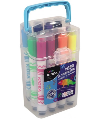 Pisaki ze stempelkami dla dzieci Kidea do dekoracji 12 kolorów