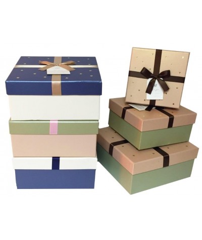 Zestaw pudełek na prezent Rozette - 3 szt. pastelowe w gwiazdki