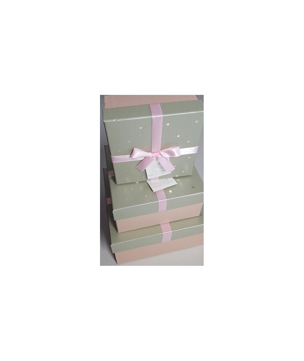 Zestaw pudełek na prezent Rozette - 3 szt. pastelowe w gwiazdki
