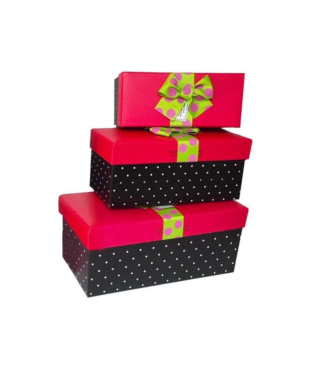 Pudełko ozdobne na prezent Rozette ŚREDNIE Red Top czarno-różowe