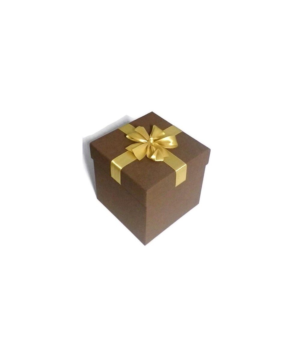 Pudełko na prezent Rozette średnie brązowe sześciany złoto