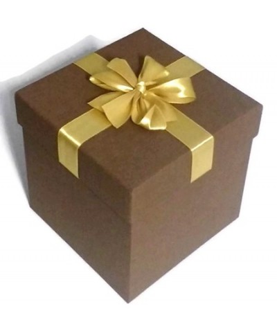Pudełko na prezent Rozette duże brązowe sześciany złoto