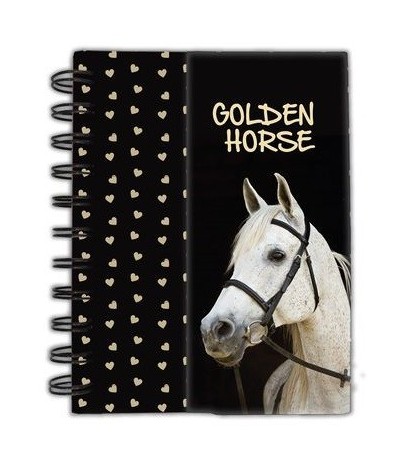 Notes spiralny z koniem magnetyczny czarny Golden Horse brulion
