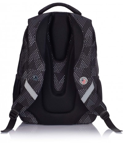 Czarny plecak szkolny młodzieżowy w trójkąty dla chłopaka Head HD-233 tył