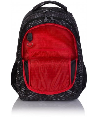 Czarny plecak szkolny z czerwoną podszewką dla chłopaka Head HD-233