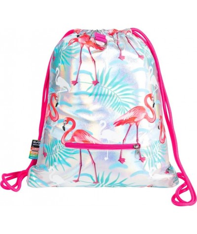 Plecak worek na plecy HOLO FLAMINGOS ST.RIGHT metaliczny z flamingami SO11