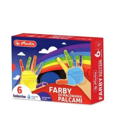 Farby do malowania palcami w słoiczkach 6 kolorów HERLITZ do zabawy
