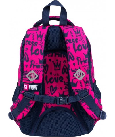 Różowy plecak dla dziewczynki serduszka ST.RIGHT LOVE BP26 do 1 klasy tył