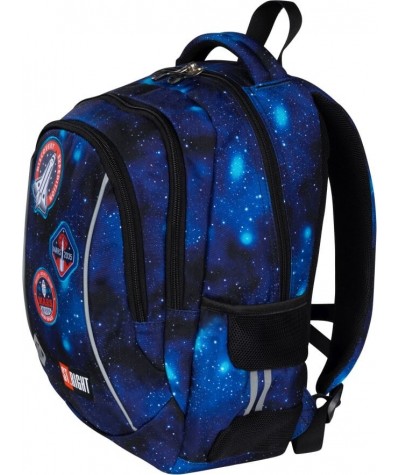 Niebieski plecak dla pierwszoklasisty galaxy kosmos naszywki ST.RIGHT COSMIC BP26