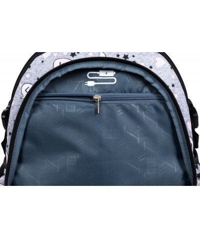 Plecak trzykomorowy szkolny szary z napisami XD LOL ST.RIGHT SLANG BP01 8