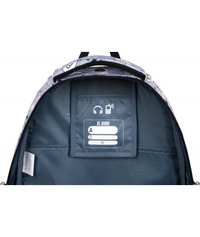 Plecak trzykomorowy szkolny szary z napisami XD LOL ST.RIGHT SLANG BP01 9