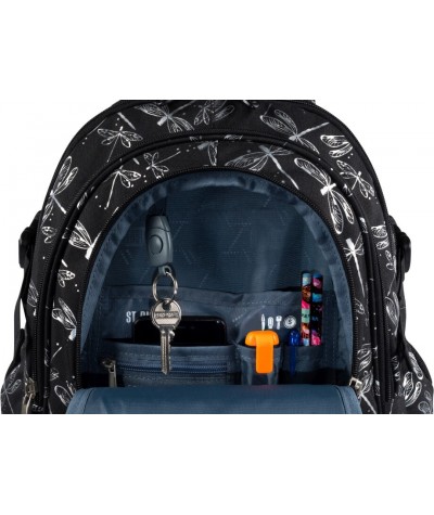 Plecak ST.RIGHT z ważkami czarny DRAGONFLIES szkolny BP01 2020 7