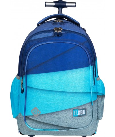 Plecak na kółkach szkolny niebieski w paski ST.RIGHT MELANGE STRIPES