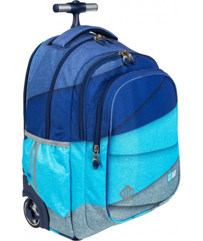 Plecak szkolny na kółkach ST.RIGHT MELANGE STRIPES niebieski denim w paski TB01