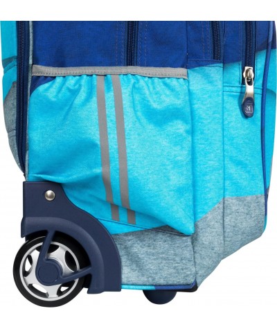 Plecak na kółkach szkolny niebieski w paski ST.RIGHT MELANGE STRIPES 8