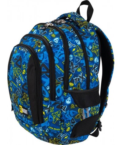Niebieski plecak XD ART ST.RIGHT szkolny młodzieżowy czarny z napisami BP04