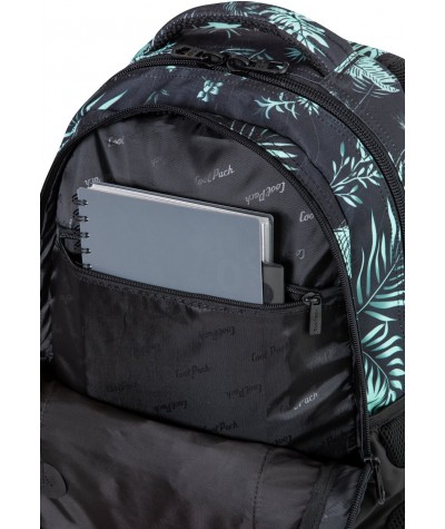 Czarny plecak w liście zielone szkolny CoolPack GREEN HAWK modny 2020 6