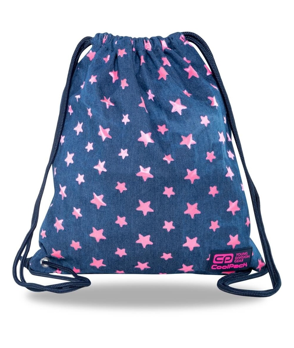 Plecak worek jeansowy CoolPack PINK STARS w gwiazdki SOLO L CP