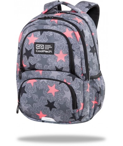 Plecak szkolny dla dziewczyny CoolPack FANCY STARS szary w gwiazdki SPINER TERMIC CP 16"