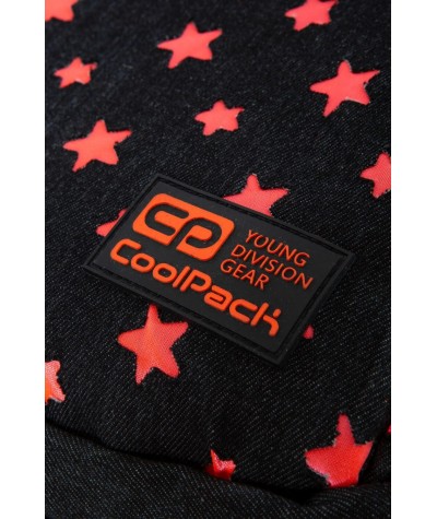 Czarny plecak jeans w gwiazdki CoolPack Denim Orange Stars do liceum 8