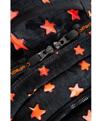Czarny plecak jeans w gwiazdki CoolPack Denim Orange Stars do liceum 10