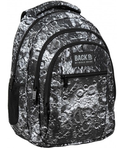 Plecak młodzieżowy BackUP KSIĘŻYC szary fullprint O49