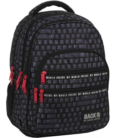 Plecak chłopięcy BackUP KLAWIATURA czarny fullprint M45