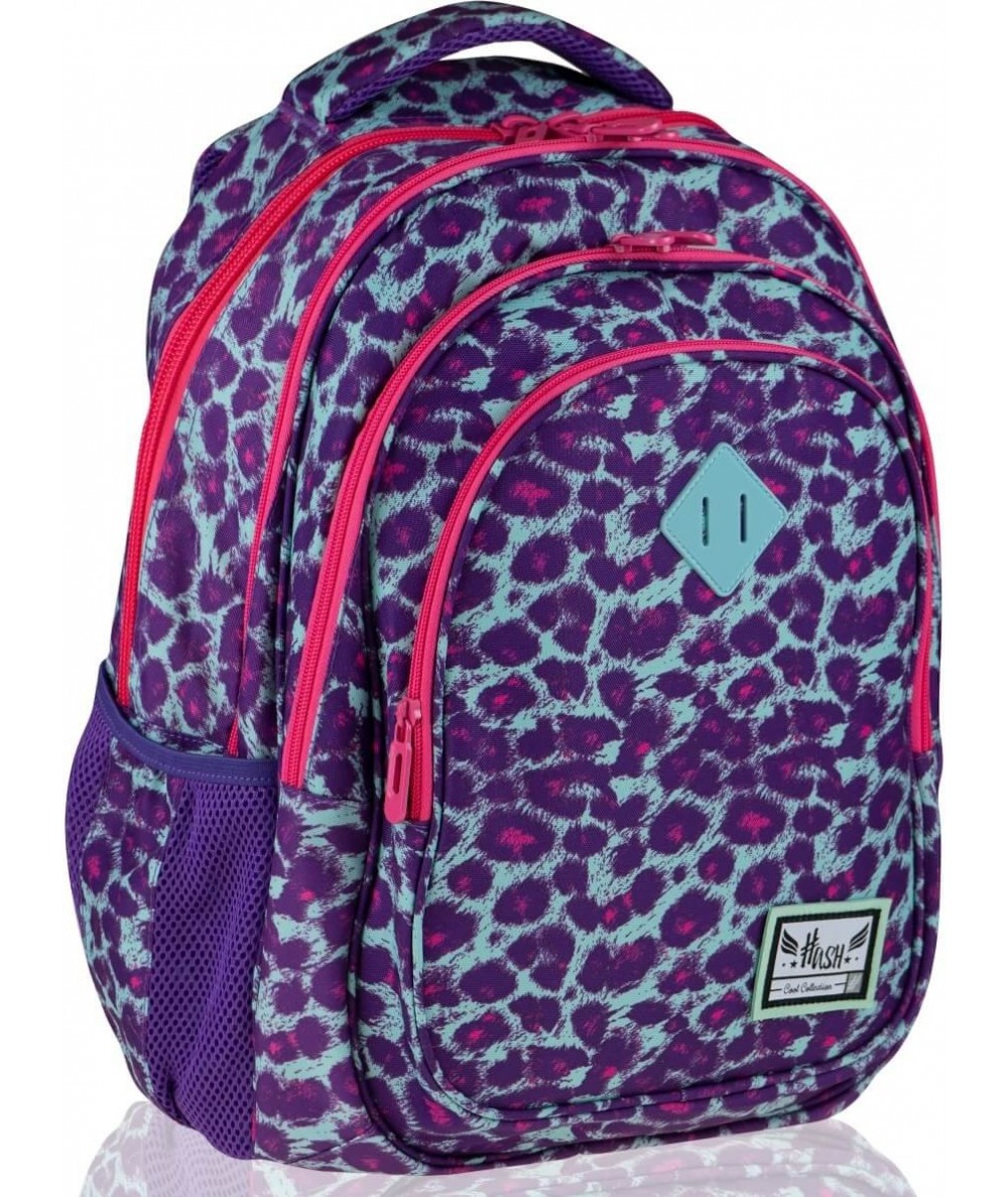 Plecak dla dziewczyny HASH Pink Panther fioletowy w panterkę