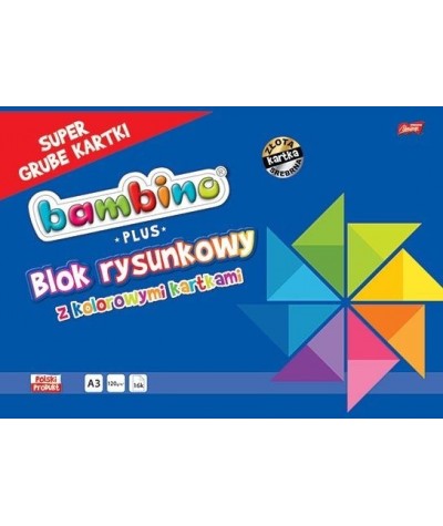 Blok rysunkowy A3 z grubymi kolorowymi kartkami Bambino Unipap