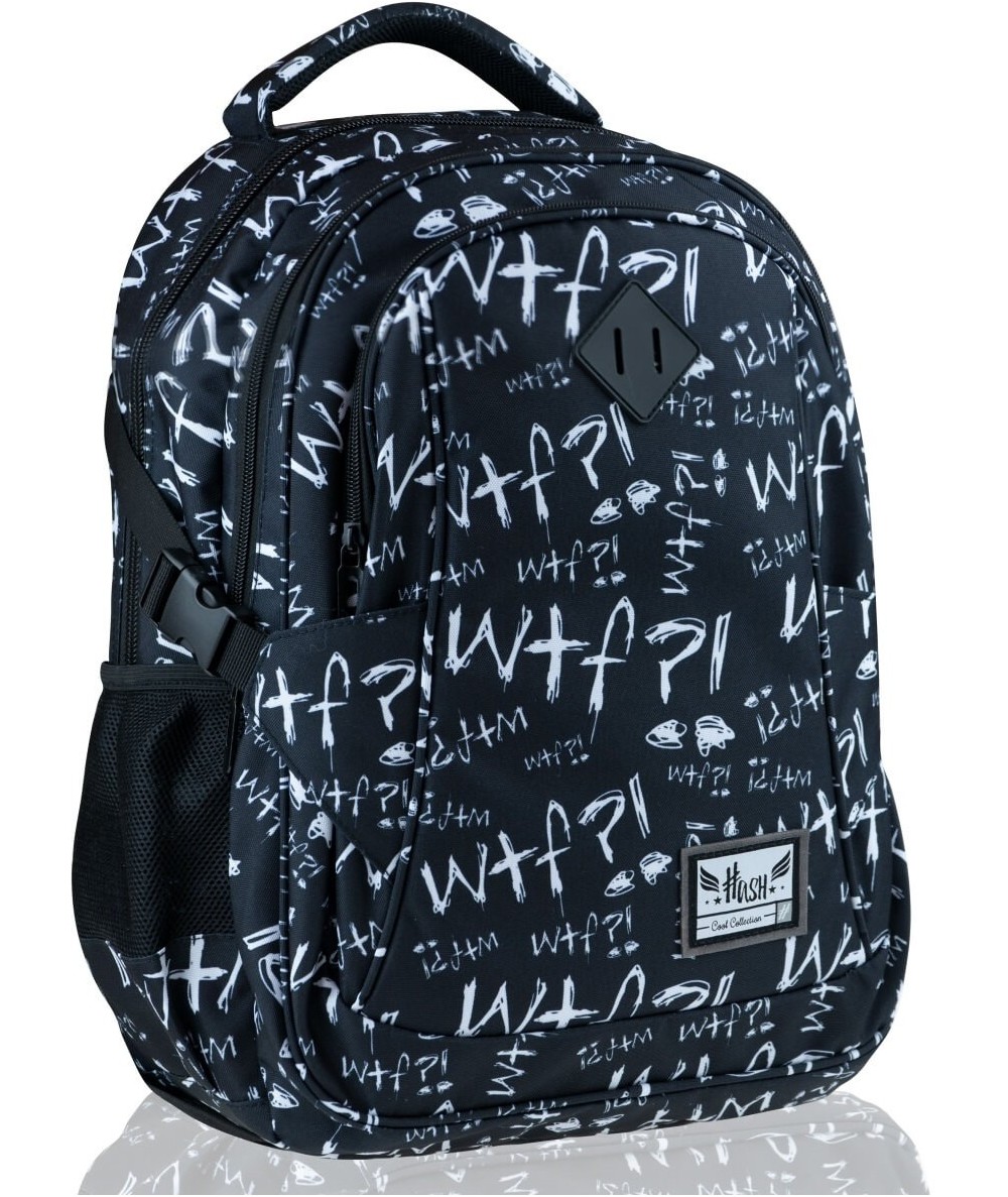 Plecak czarny WTF HASH młodzieżowy modny 2020