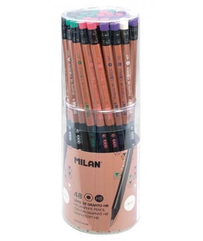 Ołówek Milan Copper HB sześciokątny do szkoły i biura kolorowa gumka