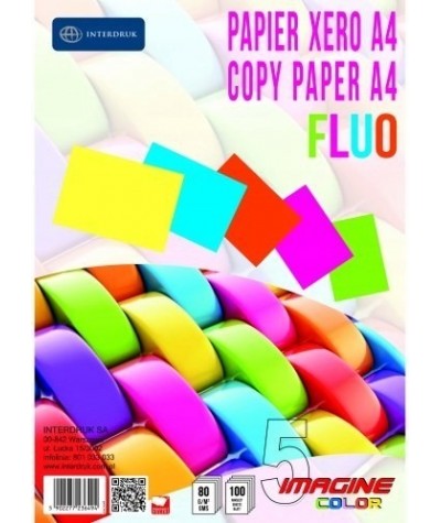 Papier fluo neonowy kolorowy do KSERO 100 sztuk Interdruk do drukarek