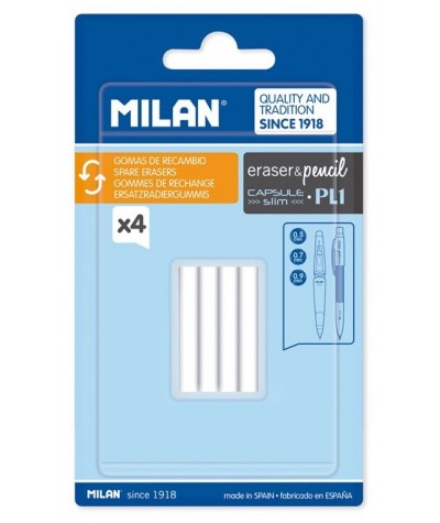 Gumka do mazania Milan zestaw 4 sztuki zapasowe do ołówka mechanicznego PL1