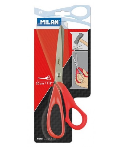 Nożyczki biurowe Milan 20 cm czerwone ostrze ze stali nierdzewnej