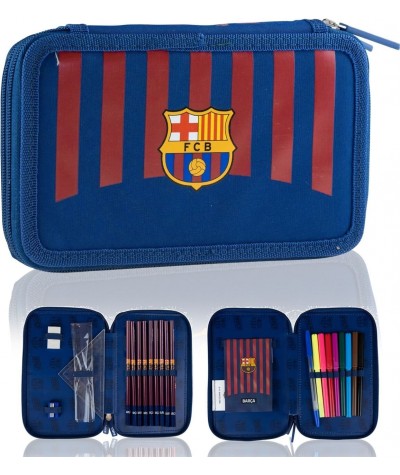Piórnik FC Barcelona dwukomorowy z wyposażeniem dla chłopca FC-270